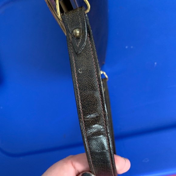 Vintage 50s Brown Leather Boxed Handbag - Picture 7 of 13